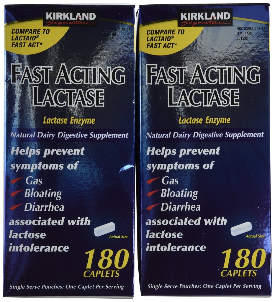 Kirkland Signature Lactase à action rapide, (2 Pack), Caplets 360 Ct