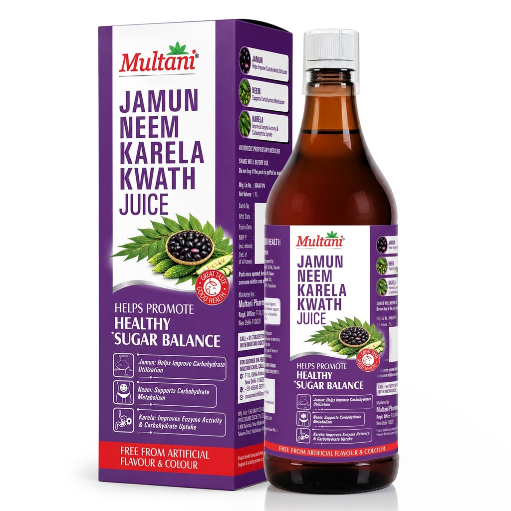 Multani Neem Karela Jamun Juice - 1L | Helps Promote Healthy Sugar Balance | Supports Carbohydrate Metabolism | Ayurvedic Remedy To Support Blood Sugar Management