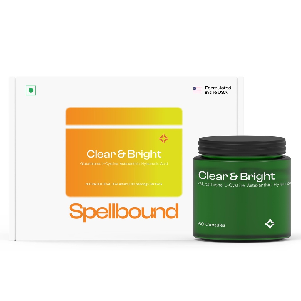 Spellbound Clear & Bright Liposomal Glutathione Supplement to Support Skin Glow | Vitamin C, Hyaluronic Acid, Collagen & Astaxanthin for Hydration & Antioxidant Support | Formulated in USA 60 Caps