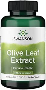 Swanson Olive Leaf Extract Supplement - Standardizzato al 20% di oleuropeina - (500mg, 60 capsule)