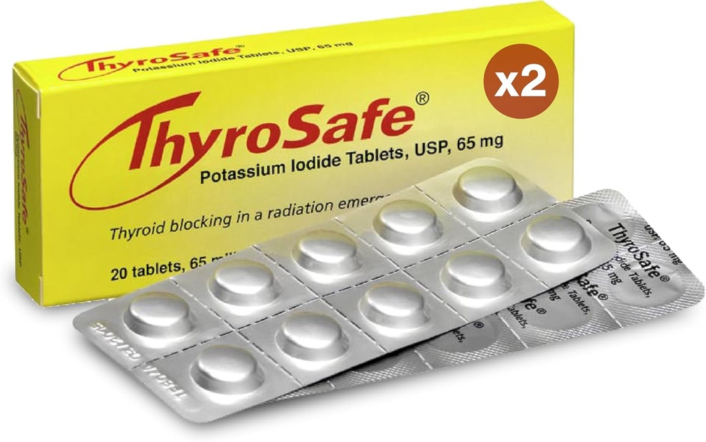 65mg Potassium Iodide Tablets (40 Pack) - Protegge il tuo tiroide dall'esposizione di radiazione nucleare