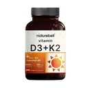 NatureBell Vitamine D3 K2-240 Softgels - 5 000 UI Vitamine D3 & 100mcg Vitamine K2 MK-7 - avec huile de noix de coco vierge - Soutien de santé osseux, cardiaque et immunitaire* - Formule Duo-Ack