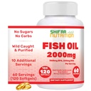 SHIFAA NUTRITION Halal Fish Oil 2000mg Softgels mit 360mg EPA & 240mg DHA. 100 Wild Caught & Non-GMO Omega 3 Softgels für Herz- und Hirngesundheit. Burpless, Easy-to-Swallow Fish Oil Omega 3 Ergänzungen