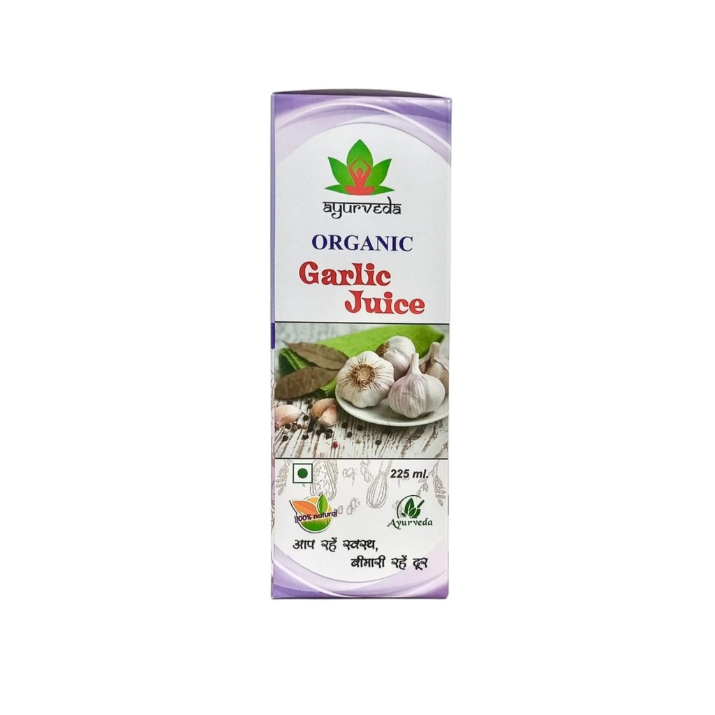 Organic Garlic Juice 225 ml | Natural Ayurvedic Garlic Extract | Supports Heart Health, Immunity & Digestion | 100% Natural Herbal Juice