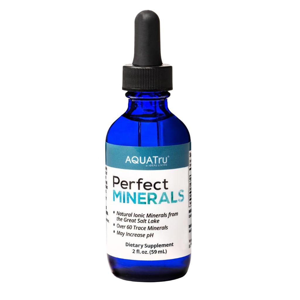 AquaTru Perfect Minerals – Mineralische Tropfen für Wasser – Anreichern mit 72 Trace Minerals einschließlich Magnesium, Zink & Calcium – 60ml Flasche Mineralisiert bis zu 230 Liter Wasser