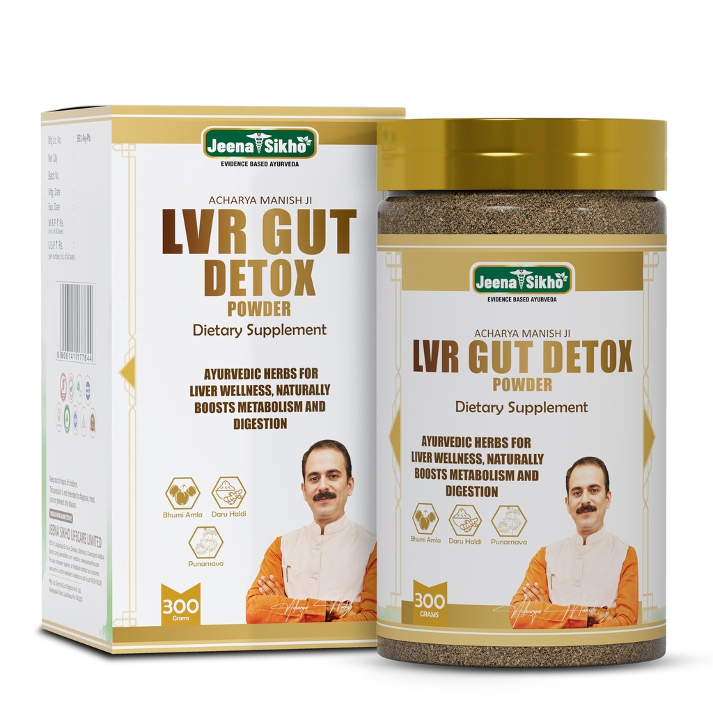 Jeena Sikho Acharya Manish Ji LVR Gut Detox Powder | Ayurvedic Liver & Digestive Supplement | For Metabolism and Digestion | With Bhumi Amla & Punarnava, 300 grams