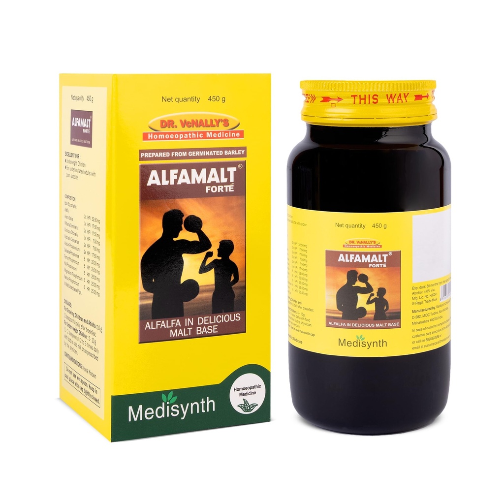 MEDISYNTH Alfamalt Forte 450g (Pack of 1) | Homeopathic Malt-Based Health Tonic for Energy, Immunity & Appetite | Syrup for Daily Wellness & Nutrition | Batch No. 821 | Expiry - Apr 2031