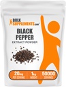 BulkSupplements.com Polvere di estratto di pepe nero - integratori di pepe nero, integratori di piperina - senza glutine, 20 mg per porzione, 5kg (11 lbs) (pacchetto di 5)