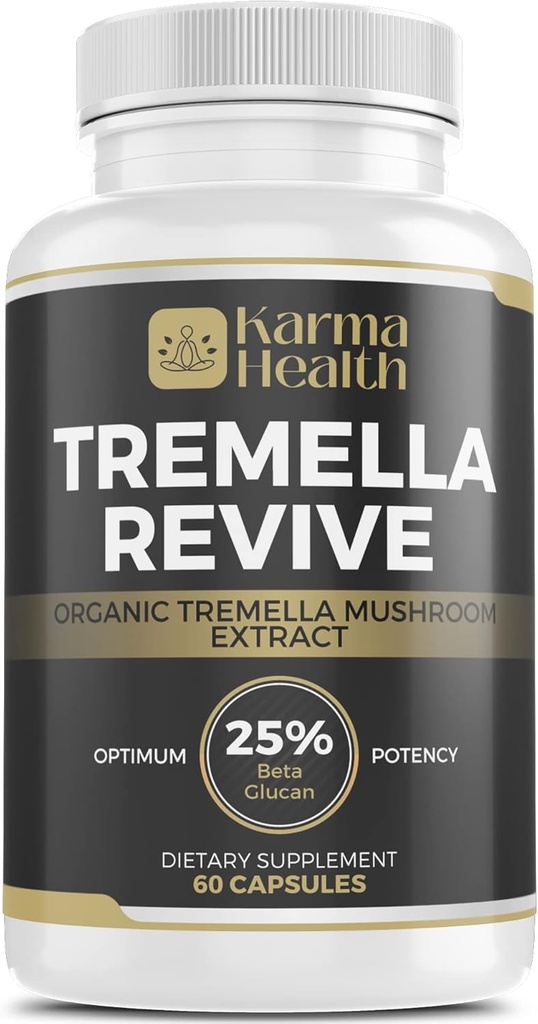 Tremella Mushroom Powder Capsules - Compressed White Snow Fungus Mushroom Powder Supplement - 25% Beta Glucan Content, Vegan & GMO Free.
