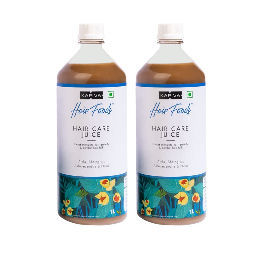 Kapiva Hair Care Juice (2L) | For Hair Growth & Hair Fall Control | 100% Ayurvedic Hair Care with Amla, Noni, Bhringraj and Ashwagandha - Super Saver Pack of 2