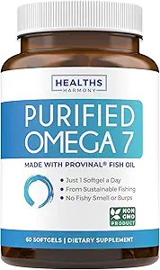 Omega 7 supplemento per le donne e gli uomini - ad alta potenza e purezza Palmitoleic acido grasso Fish Oil Supplemento da brevetto Provinal con acido palmitico più basso - Sostenibilmente Fonte (2 mesi di alimentazione)