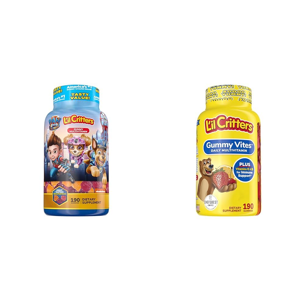 L'il Critters Paw Patrol & Gummy Vites Kids Multivitamin Gummis, 190 Graf Kirsche, Erdbeere, Orange, Ananas und Blaubeeren Flavors