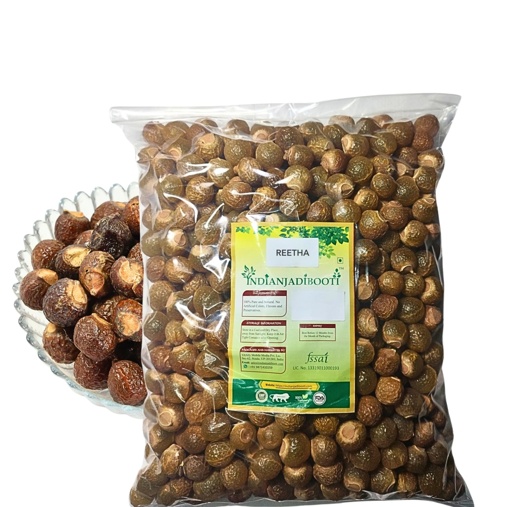 IndianJadiBooti Reetha Whole | Soapnut (Aritha) | Sapindus Mukorossi | Natural SLS-Free Hair Cleanser, Shampoo & Conditioner | Organic Laundry Alternative | Dried & Raw | 1kg Pack