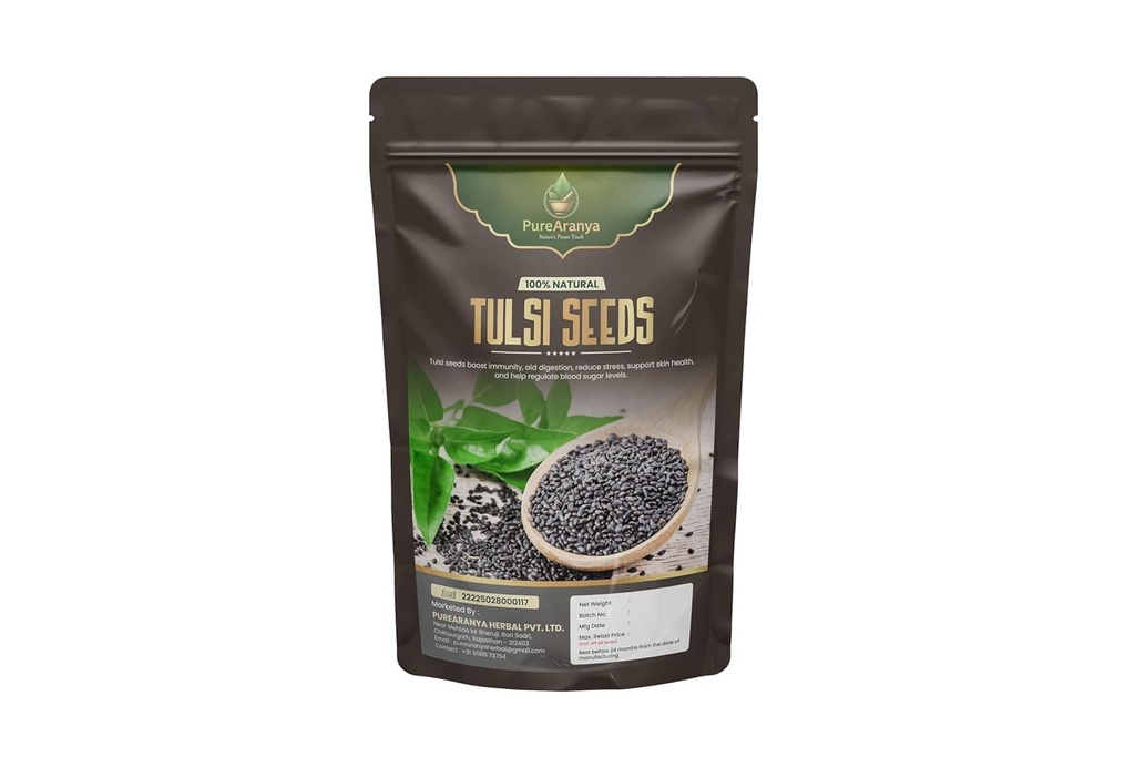 PureAranya Natural Tulsi Seeds 100g | Boosts Immunity & Skin Health | Supports Joint & Bone Health | Aids Weight Management | Rich in Fiber & Antioxidants