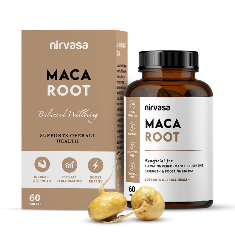 Nirvasa Maca Root Tablets 800mg (60 Tabs) | Ayurvedic Supplement for Energy, Strength, Stamina & Vitality | Supports Fertility & Hormonal Balance | For Men & Women (Pack of 1)