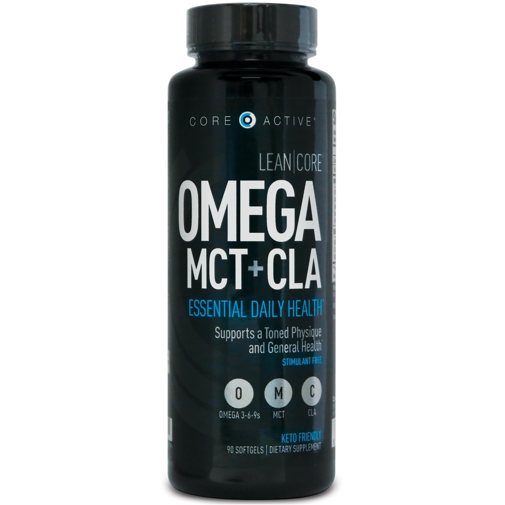 Lean CORE Omega MCT + CLA - Stimulant Free Health Formula, Lean Muscle & Toned Physique, Omega 3-6-9 Fettsäuren - Flaxseed Fish Oil- Coconut Oil- Keto Friendly 30 Day Supply (90 Softgels)