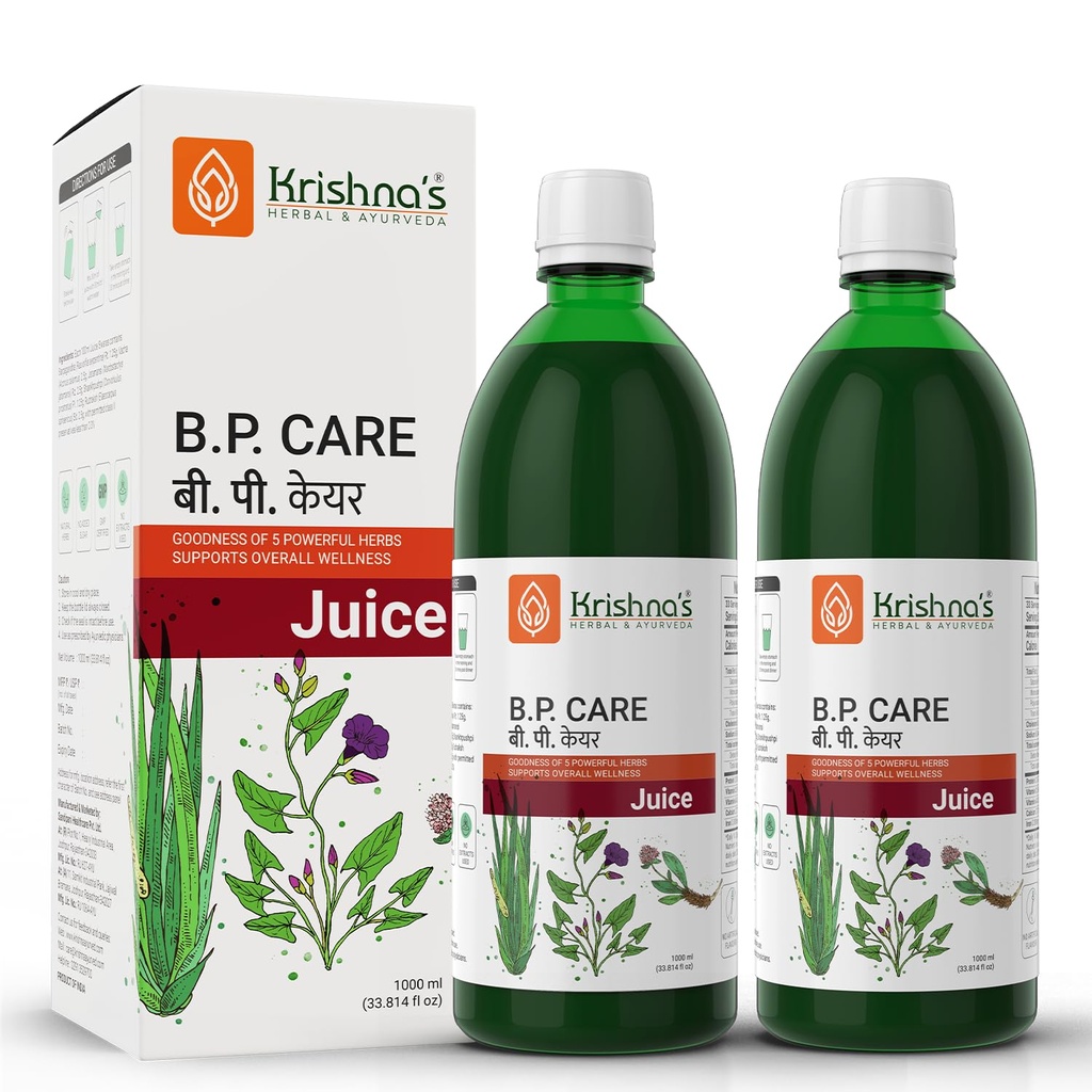 Krishna's BP Care Juice -1000 ml | Ayurvedic way to manage BP & Cholesterol Level with Sarpgandha, Shankhpishi & 3 natural herbs - (Pack of 2)