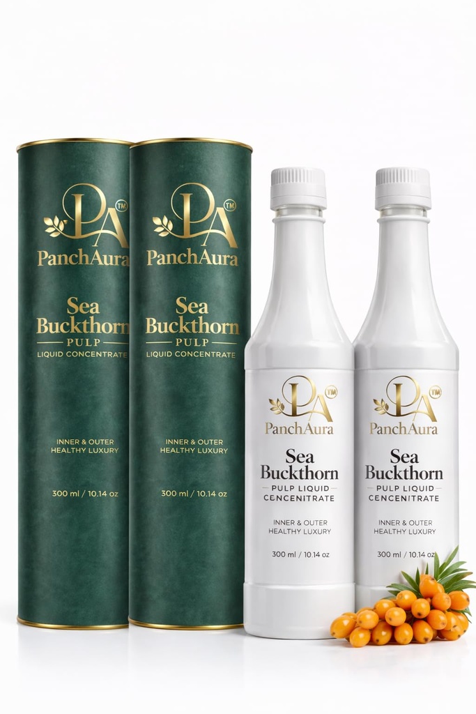 PanchAura Himalayan Sea Buckthorn Juice Pulp Concentrate 300 ML | Cold Pressed from Ladakh Berries | Natural Vitamin C, Omega 3-6-7-9 & Antioxidants | Supports Immunity, Skin Glow & Gut Health (2)