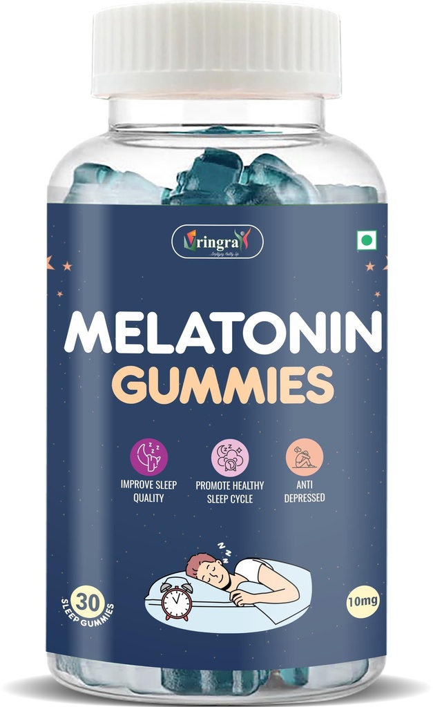 Melatonin 10mg Sleep Gummies - Sleep Solution for Men & Women 30 Veg Gummies
