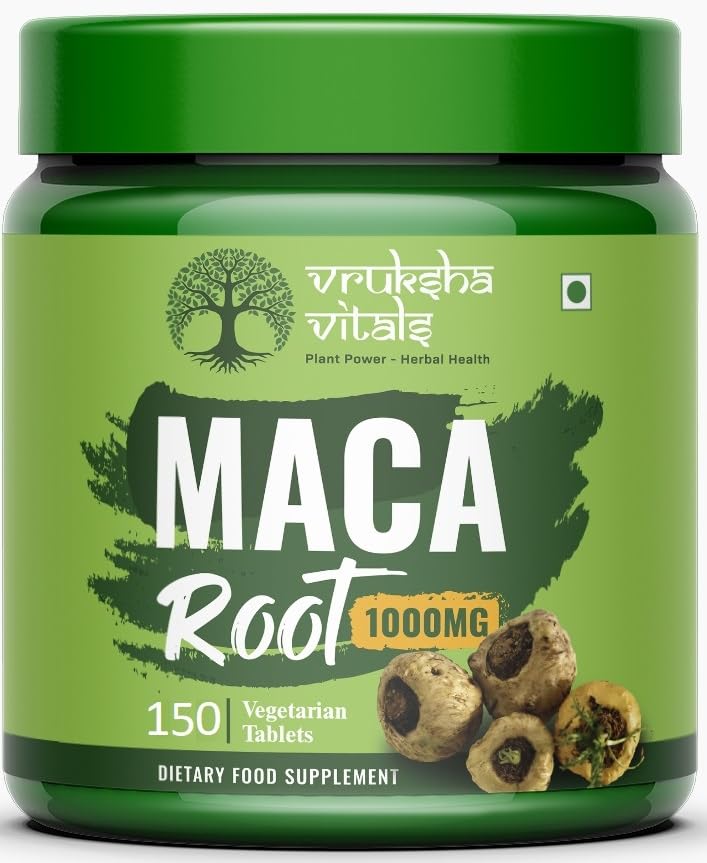 Vruksha Vitals Maca Root Extract 1000 mg per Tablet - 150 Tablets/Capsules - Maca Root Powder Supplement
