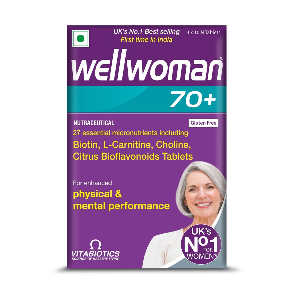 Wellwoman 70+ Multivitamin for Women – 30 Tablets (Monthly Pack) | Gentle Self-Care for Women 70+ | With Pumpkin Seed & Siberian Ginseng Extract, Vitamins A, B, C, D, E, Iron & Zinc