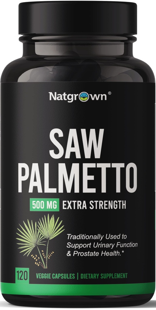 Natgrown Saw Palmetto für Herren 500mg – Prostata-Gesundheitsergänzung mit DHT Blocker für Haarausfall & Urinärfluss – 120 Vegan Kapseln – Non-GMO, Gluten-Free