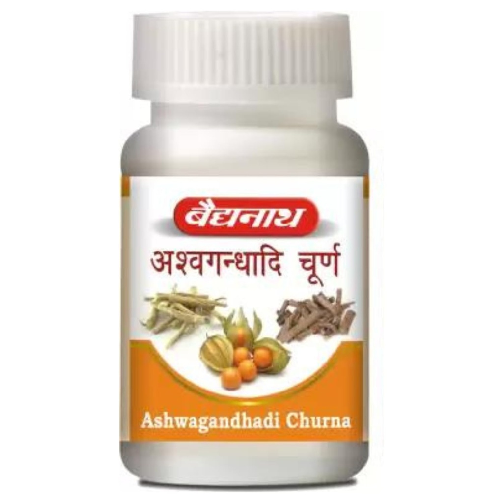 Baidyanath Ashwagandhadi Churna - 120 GM | Helps Boost Strength 100% Natural | Stamina & Energy | Stress Relief | Made with Pure Ayurvedic Ingredients for Anxiety & Stress Relief