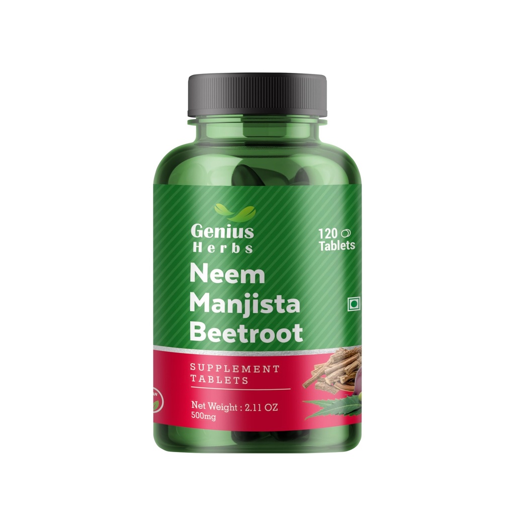 Neem Manjistha Tablets 500mg – 120 Veg Tablets | Ayurvedic Herbal Detox Supplement for Skin Health, Blood Purification, Gut Cleanse & Immune Support | Natural Herbal Formula