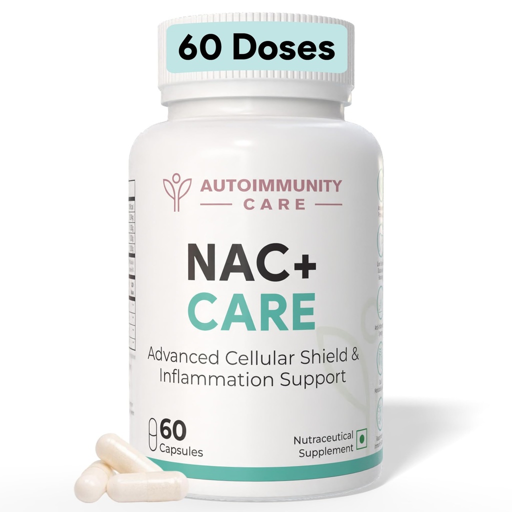 Autoimmunity Care NAC+ Care – N-Acetyl-L-Cysteine with Bioavailable Curcumin & Ginger | Powerful Glutathione Supplements & Liver Support | Antioxidant, Anti-Inflammatory & Detox Formula | 60 Capsules (30 dose) 600 mg