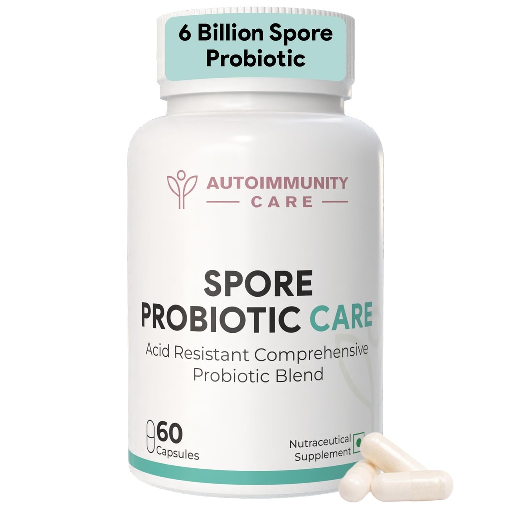 Autoimmunity Care Spore Probiotic Care | 6 Billion CFU Spore-Based Probiotics Supplement for Gut Health & Immunity | Probiotics for Women & Men | Reduces Gas, Bloating, Constipation & IBS | 60 Caps (60 doses)