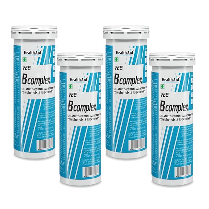 Health Aid Vegan B Complex - 40 Effervescent Tablets | Multivitamin, Minerals, Herbal Blend, Polyphenols & Electrolytes