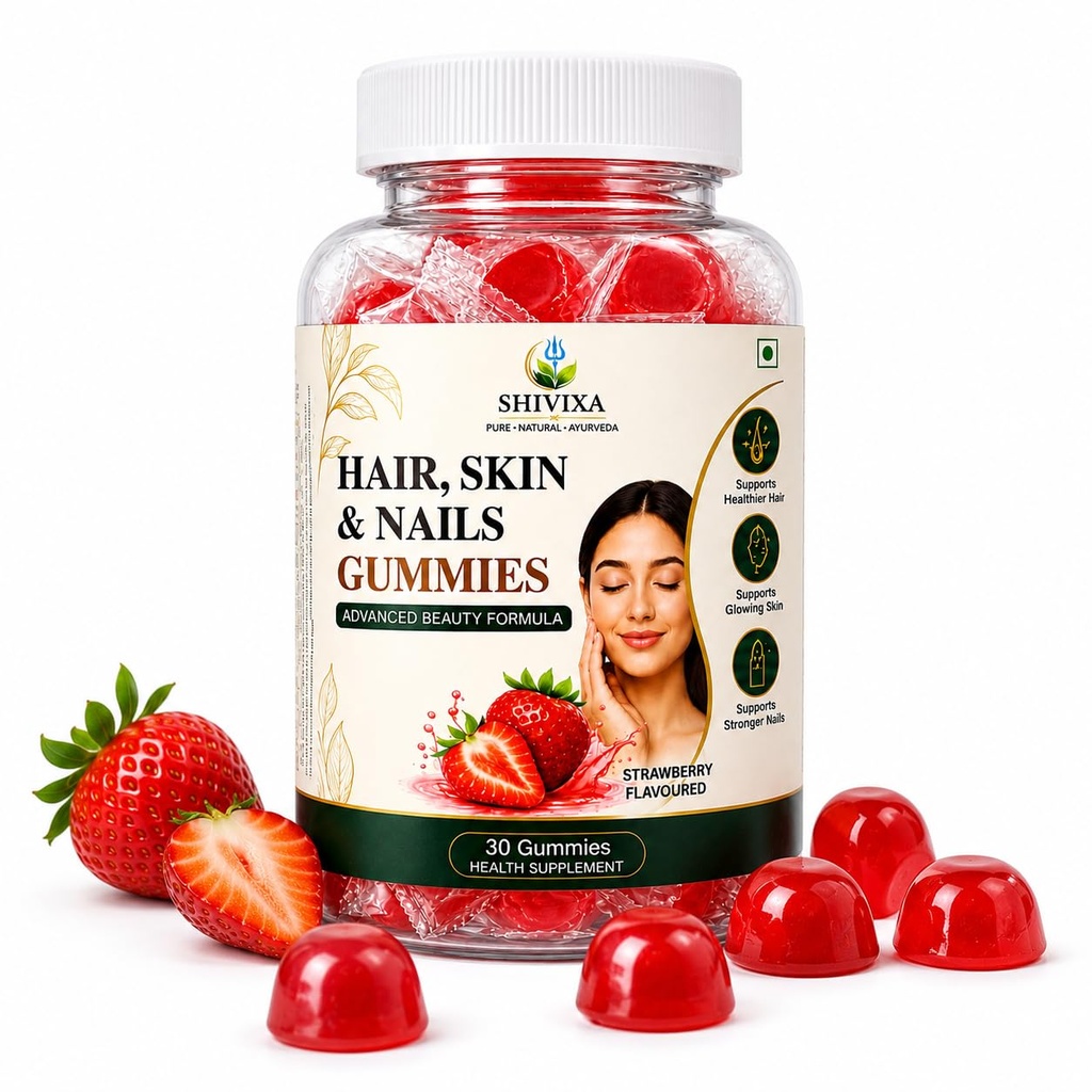 Hair, Skin & Nails (3 in 1 Gummies) - 30 pieces | Enriched with Biotin, Plant Extracts, Vitamins & Minerals | Brightens Skin, Control Hairfall, Strengthens Hair & Nails