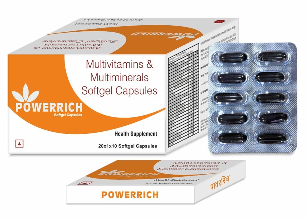 Multivitamin & Multiminerals Softgel Capsules Vitamin C, Vitamin D, Vitamin B, Zinc, Supports Immunity and Growth Health for Men and Women(Pack of 3) 30 Caps