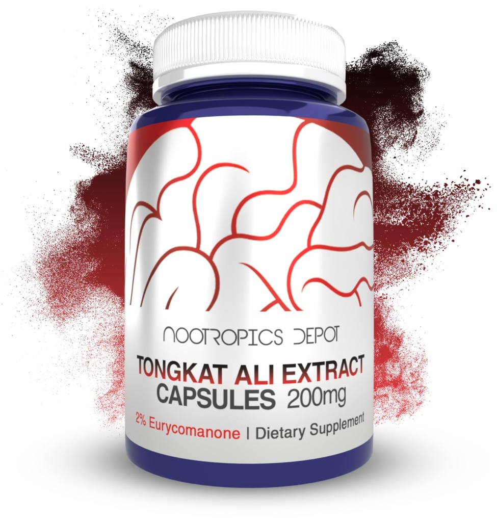 Nootropics Depot Tongkat Ali Extrakt Kapseln | 200mg | 60 Count | 2% Eurycomanone von HPTLC | Eurycoma longifolia Root Extract