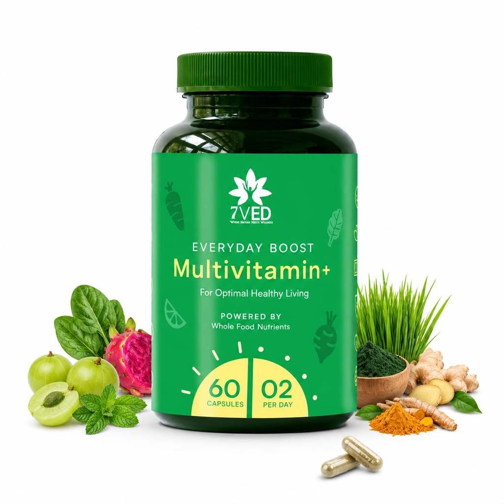 Herbal Multivitamin for Immunity, Energy, Brain & Mood, With Iron, Vitamin D3, A, B9 and C. Plant-Based Ayurvedic All Round Nutrition for Men and Women - 60 Capsules