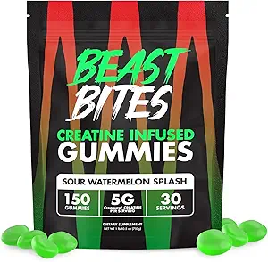 BEAST BITES - Creatine Infuse Gummies - 5g Creatina Monoidrato Per Serve - NSF Certificato per Sport - 30 Serve