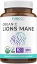 Capsules de complément biologique de la Mane de Lions - USDA Capsules de complément biologique de champignons avec 1000mg La Mane de Lions 10:1 Extrait par portion avec 30% Polysaccharides - Vegan & Non-GMO (1 mois d'approvisionnement)