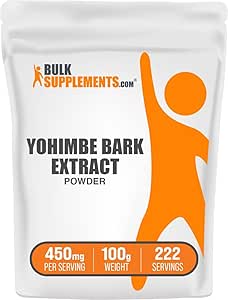 BulkSupplements.com Polvere di Estratto di Yohimbe - Estratto di corteccia di Yohimbe - Supplemento di erbe, senza glutine, 450mg per porzione, 100g (3,5 oz) (Pack of 1)