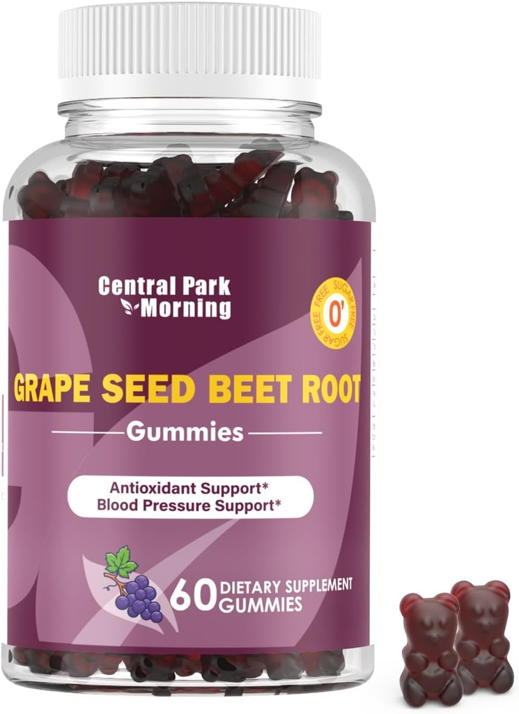 Grape Seed Zuckerrüben Energie Gummie, Stickstoffoxyd und Blutdruck-Unterstützung, Grape Seed Extract & Non-GMO Beet Root Gummies, Grape Flavor