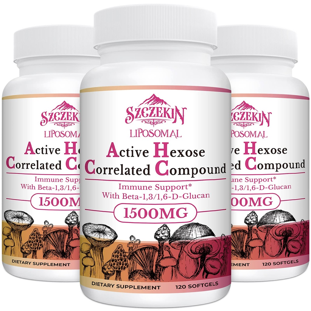 1500mg Supplément lié à l'hexase actif liposomique, 360 gels doux bêta-glucanes avec extrait de champignons naturels, système immunitaire, fonction hépatique, maintenir l'activité de la cellule T-Cell & Killer