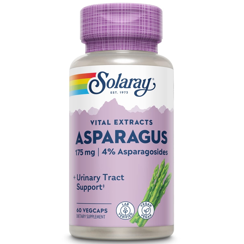SOLARAY Spargel Rhizome Extrakt 175 mg w/Whole Wurzel | Gesunde Urinary Tract & Digestive Health Support | 60 VegCaps