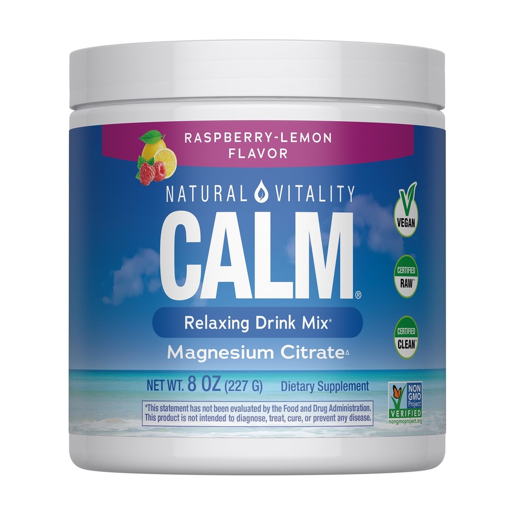 VITALITÀ NATURALE Raspberry Limone calma Magnesio Bere Mix, 8 OZ