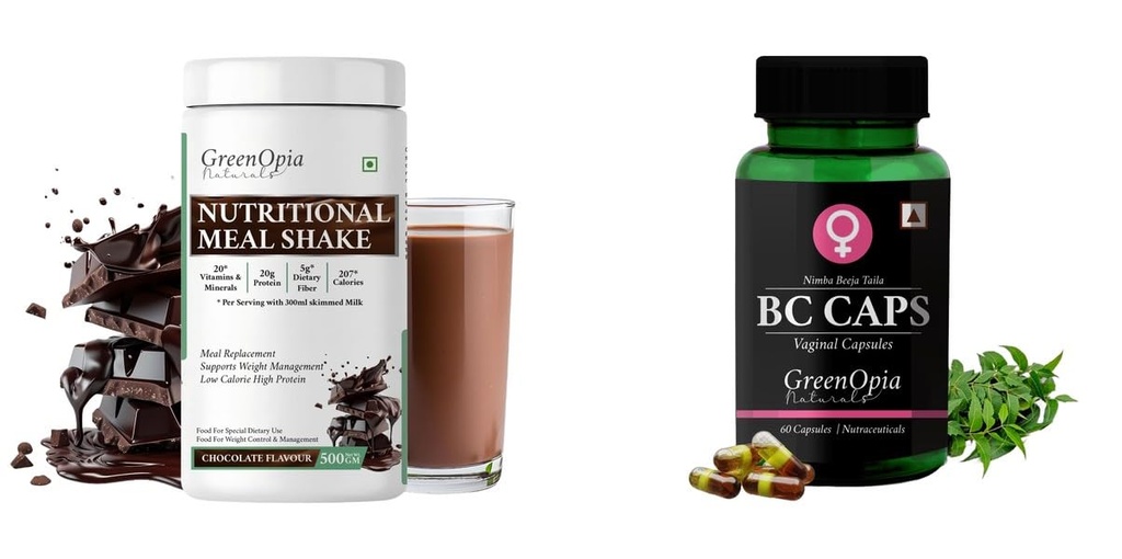 Nutritional-meal-shake-chocolate, Bc-caps-vaginal-capsules Combo | Convenient Nutrition & Wellness Routine | Multi-Product Pack