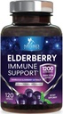 Elderberry Immune Support 1200mg - Tägliche Immununterstützung für Erwachsene mit konzentriertem Sambucus Black Elderberry Extract - Antioxidant Vitamin Supplement, Glutenfrei, Bottled in USA - 120 Kapseln