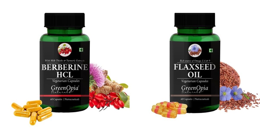 Berberine HCl Flax Seed Oil Wellness Daily Vitality |60 CAPSULES