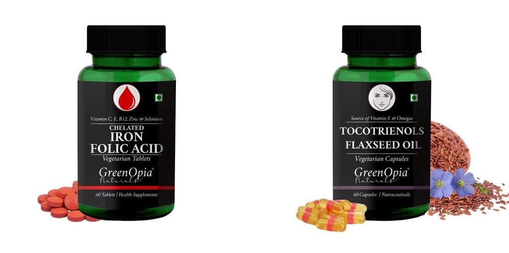 Iron Folic Acid Tablets Tocotrienols Flaxseed Oil Wellness Daily Vitality |60 CAPSULES