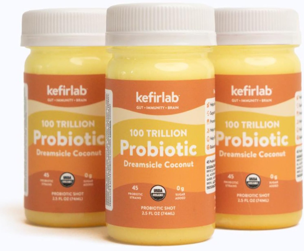 KefirLab Probiotics 100T CFU - 36 Strains - Vegan & Organic - Digestione di supporto, Sistema immunitario, Salute del cervello, Mood & Stress. Dreamsicle (16-Pack)