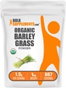 BulkSupplements.com Polvere di erba di orzo organico - polvere di superfood verde, supplemento di erbe - Vegan-Friendly, 1,5g per porzione, 1kg (2.2 lbs) (pacchetto di 1)
