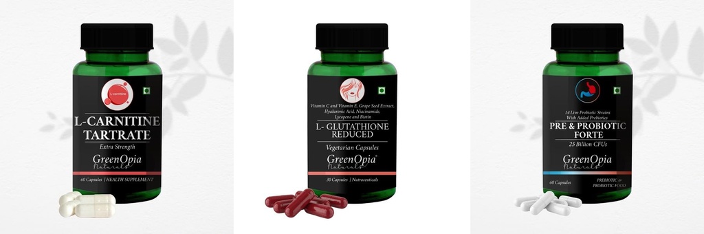 L Carnitine 1 +L Glutathione Reduced + Pre And Probiotics Forte 60 Daily Health Pack |60 CAPSULES