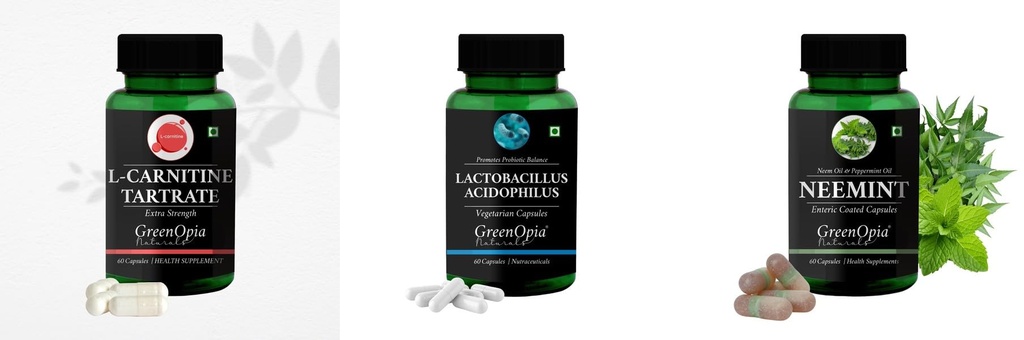 L Carnitine 1 +Lactobacillus + Neemint Oil Daily Health Pack |60 CAPSULES